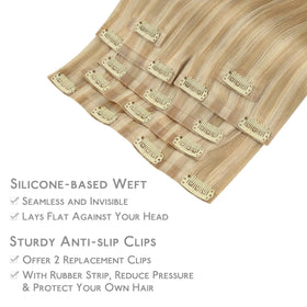 Wennalife Clip In Hair Extensions 24 Inch close-up of clips