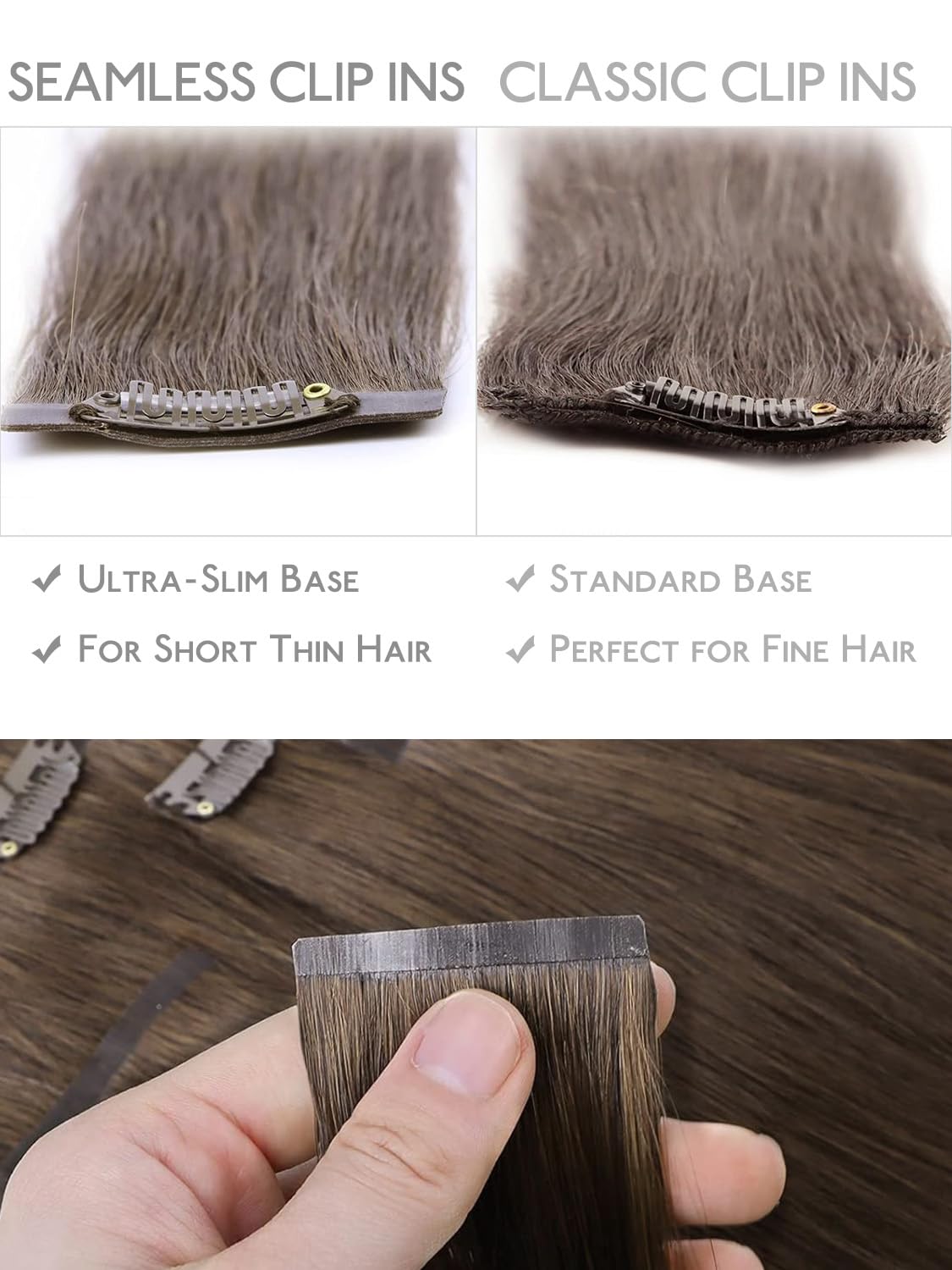 Wennalife Clip in Hair Extensions 24 Inch in natural light