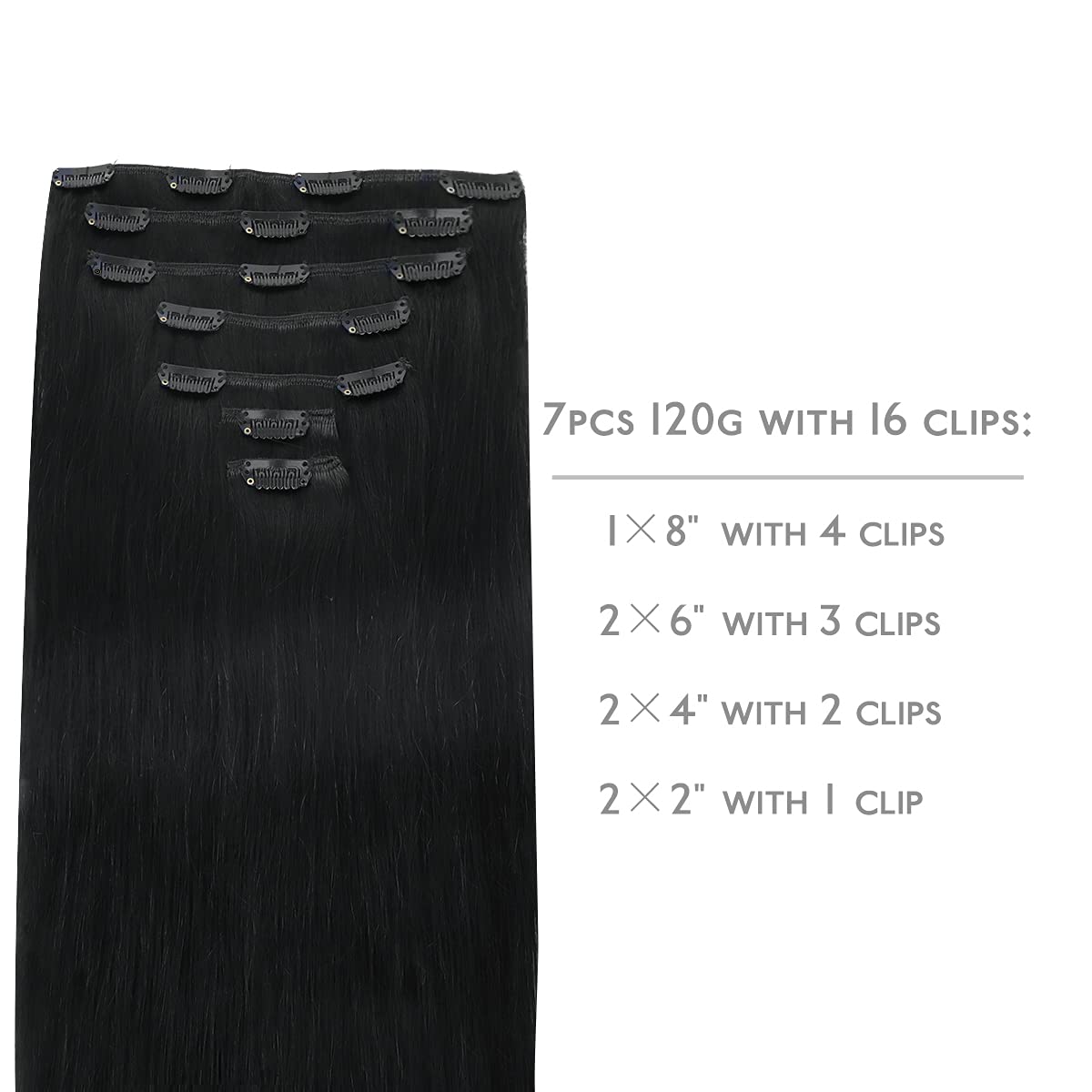 Wennalife Clip In Hair Extensions 24 Inch Jet Black packaging