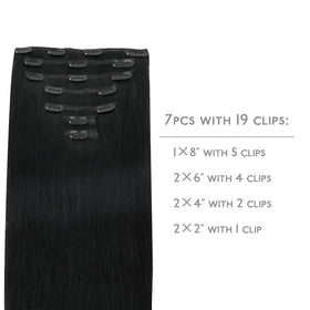 Wennalife Clip In Hair Extensions 24 Inch Jet Black packaging