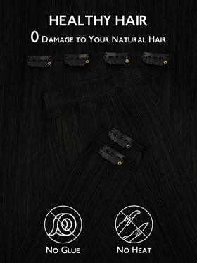 Wennalife Clip In Hair Extensions 24 Inch jet black texture