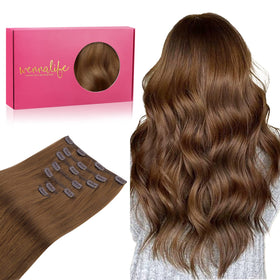 Wennalife Clip In Hair Extensions 24 Inch Light Auburn Brown front view