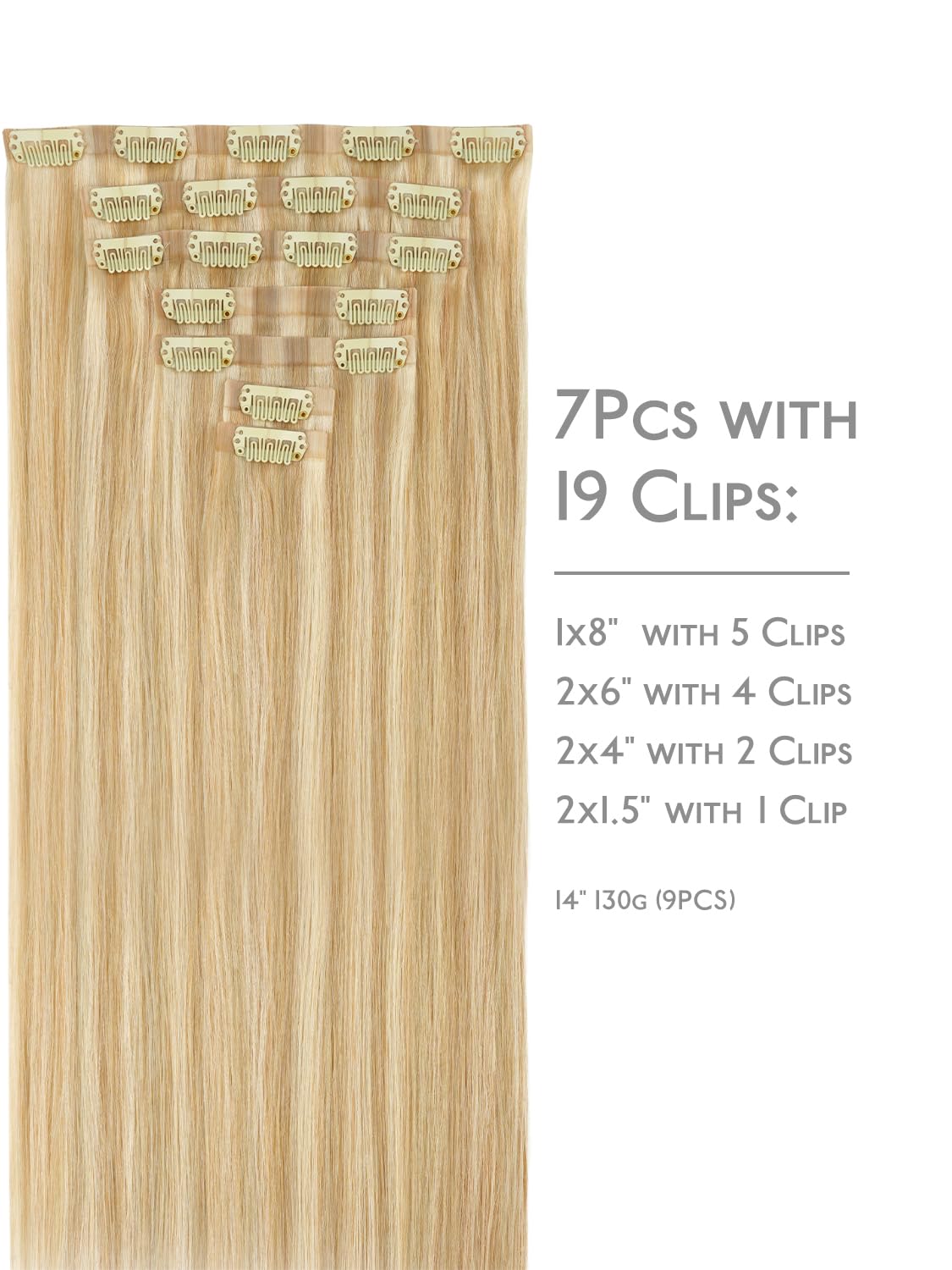 Wennalife Clip in Hair Extensions 24 Inch Light Blonde packaging