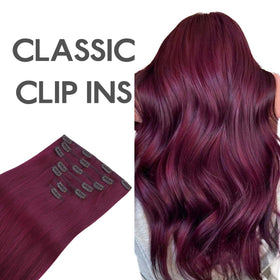 Wennalife Clip In Hair Extensions 24 Inch Light Burgundy texture detail