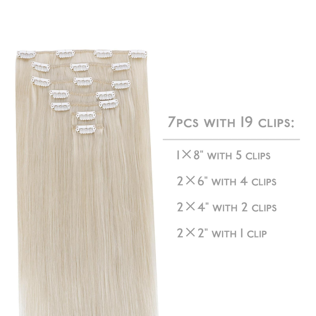 Wennalife Clip In Hair Extensions 24 Inch Platinum Blonde packaging