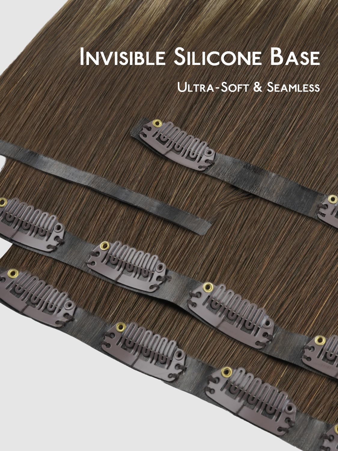Wennalife Clip in Hair Extensions 24 Inch showing all 7 pieces
