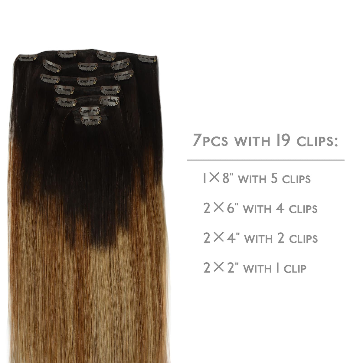 Wennalife Clip In Hair Extensions 24 Inch showing silicon-backed clips