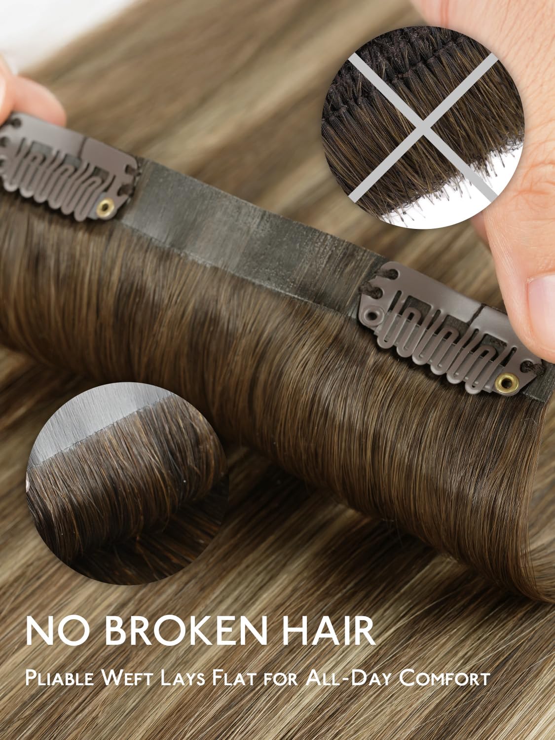 Wennalife Clip in Hair Extensions 24 Inch with secure clips visible