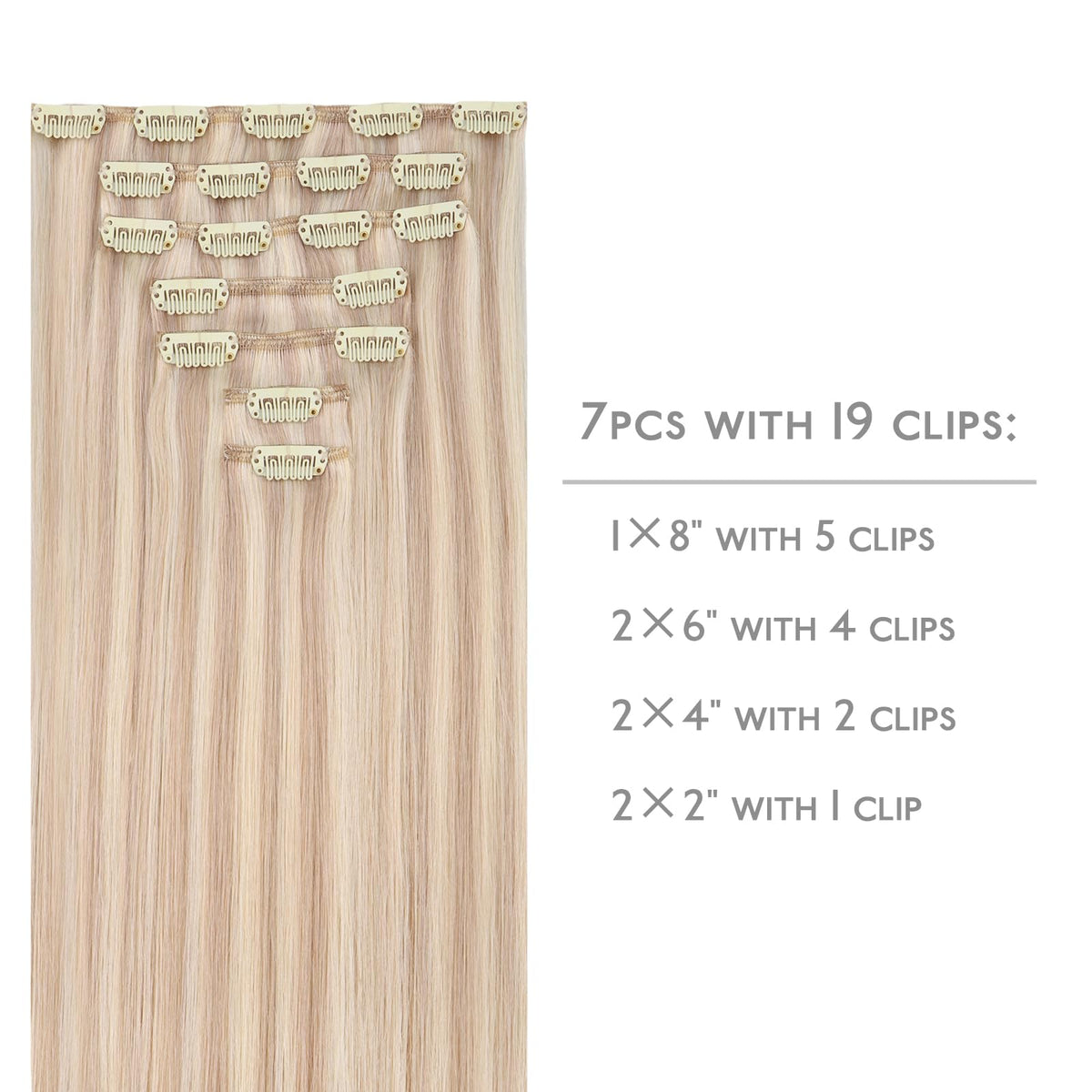 Wennalife Clip In Hair Extensions 7 pieces display