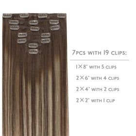 Wennalife Clip In Hair Extensions 7 pieces set display