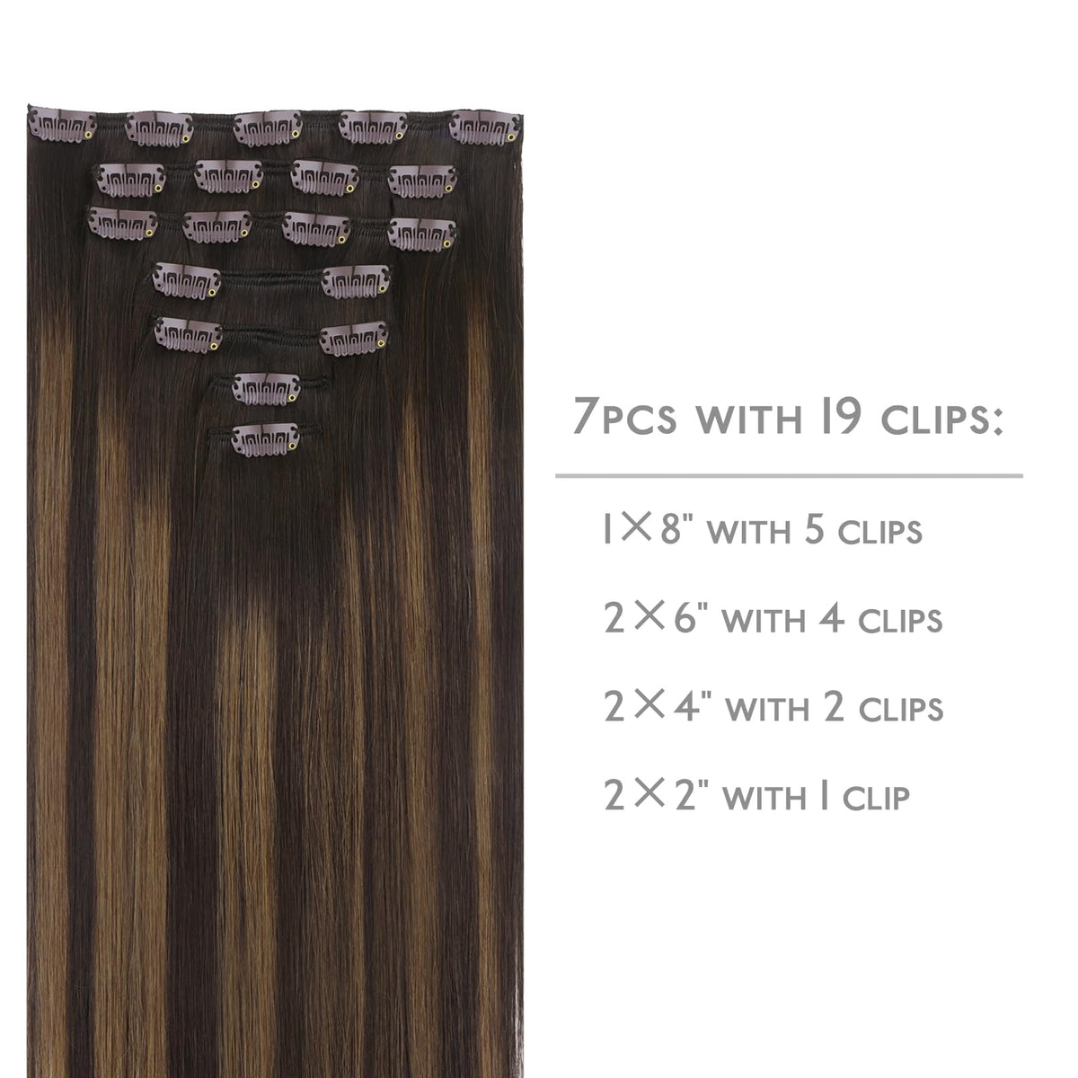 Wennalife Clip In Hair Extensions 7 pieces with clips close-up