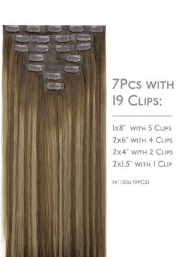 Wennalife Clip in Hair Extensions 7 pieces with clips displayed