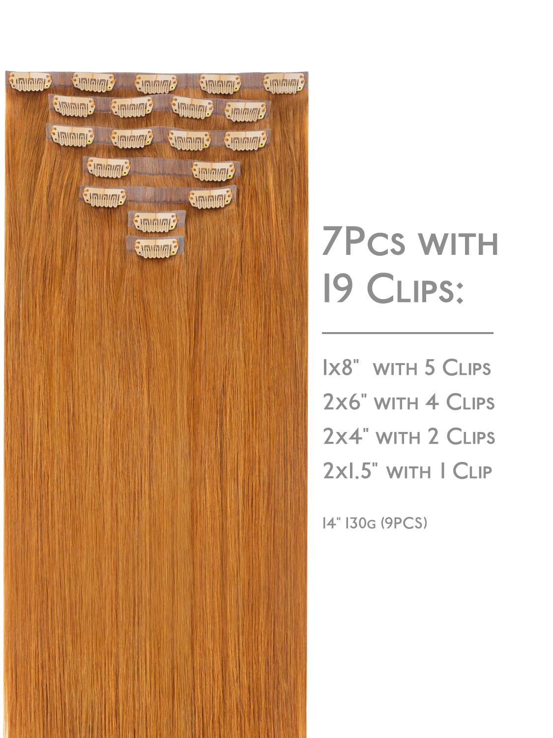 Wennalife Clip In Hair Extensions Auburn Ginger packaging
