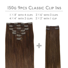 Wennalife Clip In Hair Extensions Chocolate Brown packaging
