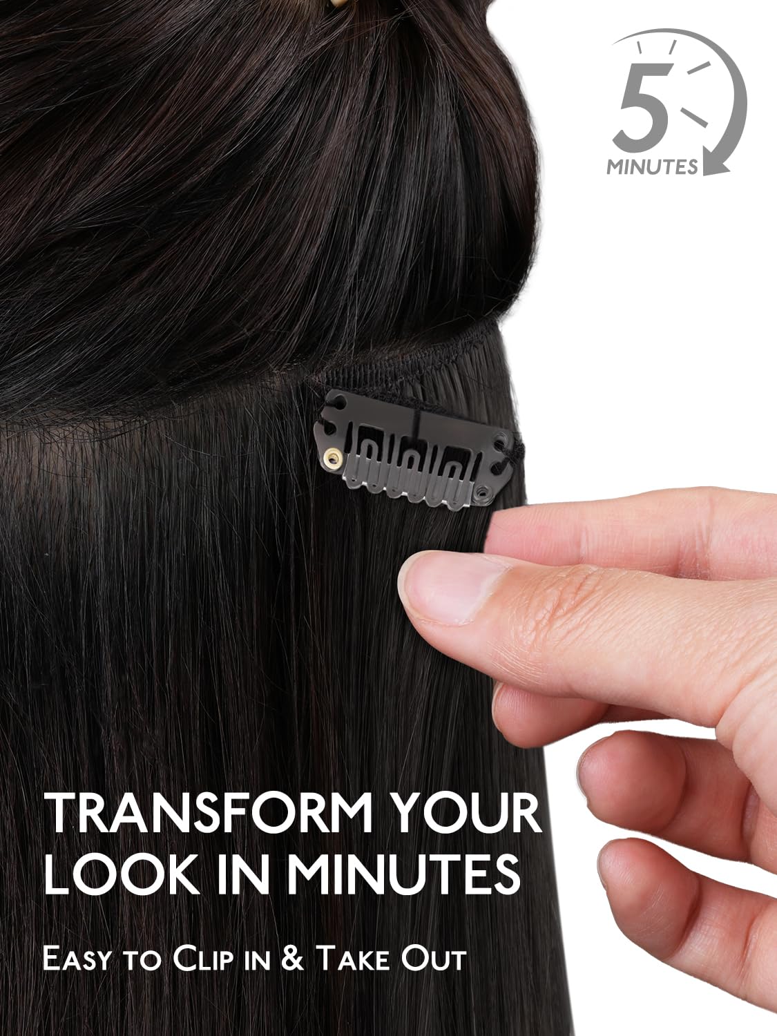 Wennalife Clip In Hair Extensions close-up of silicon-backed clips