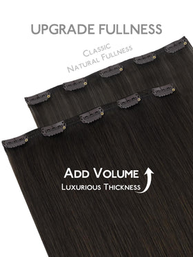Wennalife Clip In Hair Extensions dark brown 18 inch back view