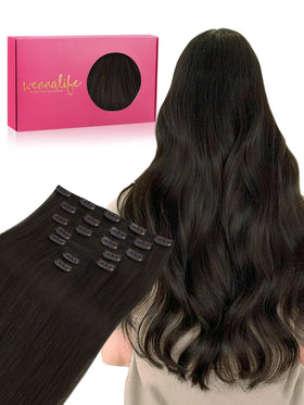 Wennalife Clip In Hair Extensions dark brown 18 inch front view
