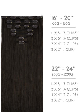 Wennalife Clip In Hair Extensions dark brown 18 inch packaging
