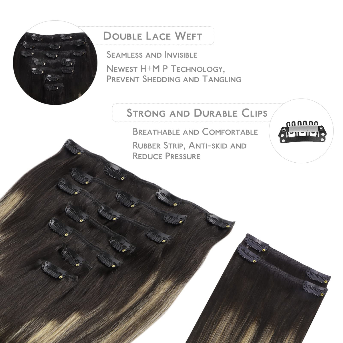Wennalife Clip In Hair Extensions displayed in packaging