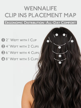 Wennalife Clip In Hair Extensions displayed on a mannequin