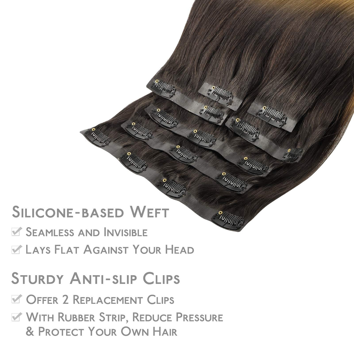 Wennalife Clip In Hair Extensions displayed with clips visible