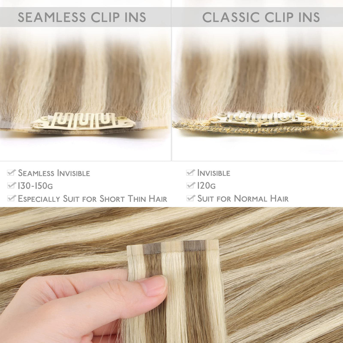 Wennalife Clip In Hair Extensions displayed with packaging