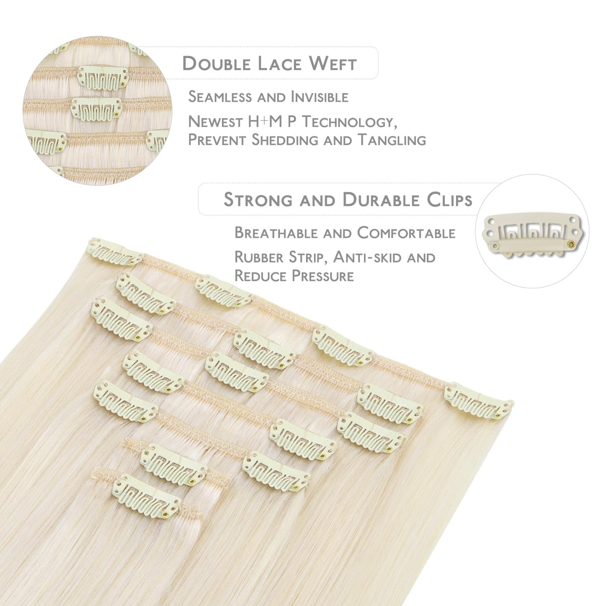 Wennalife Clip In Hair Extensions displayed with packaging