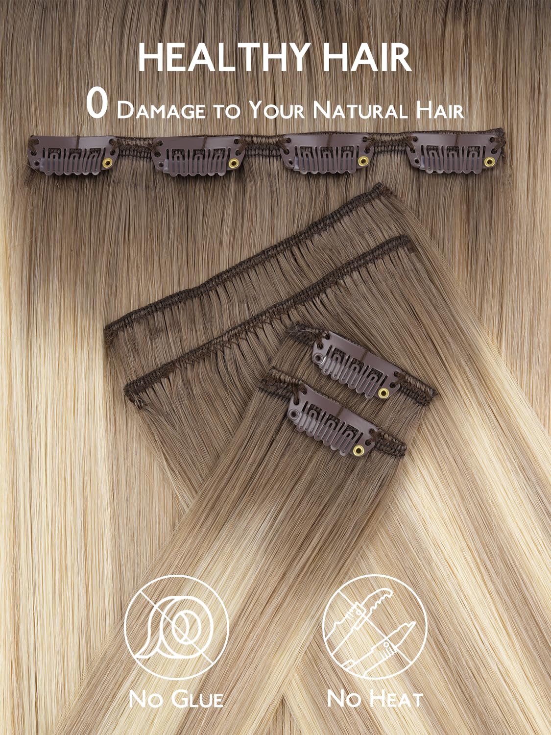 Wennalife Clip In Hair Extensions in natural light showcasing ombre effect