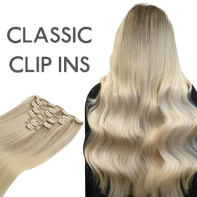 Wennalife Clip In Hair Extensions laid flat for texture view