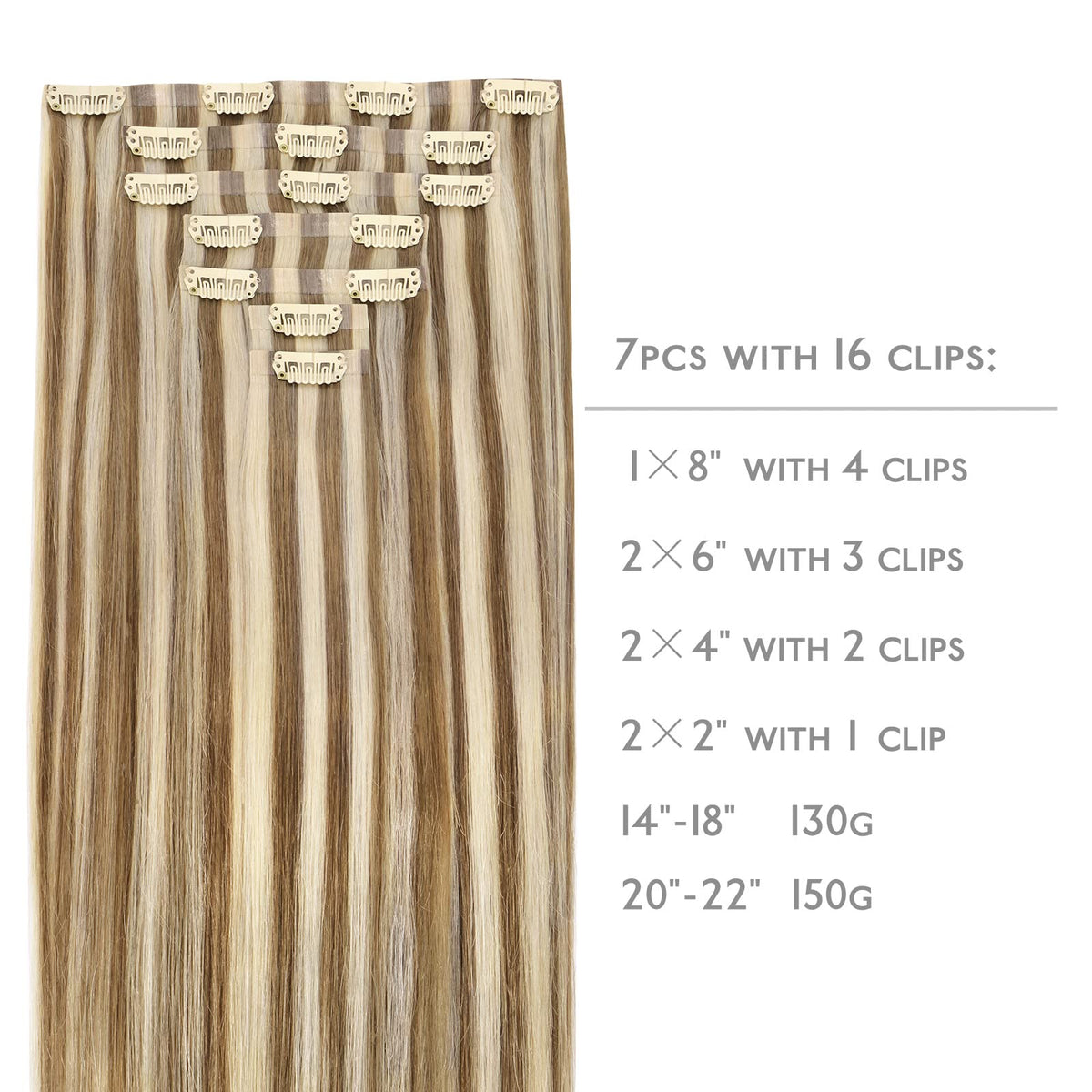 Wennalife Clip In Hair Extensions packaging showing 7 pieces