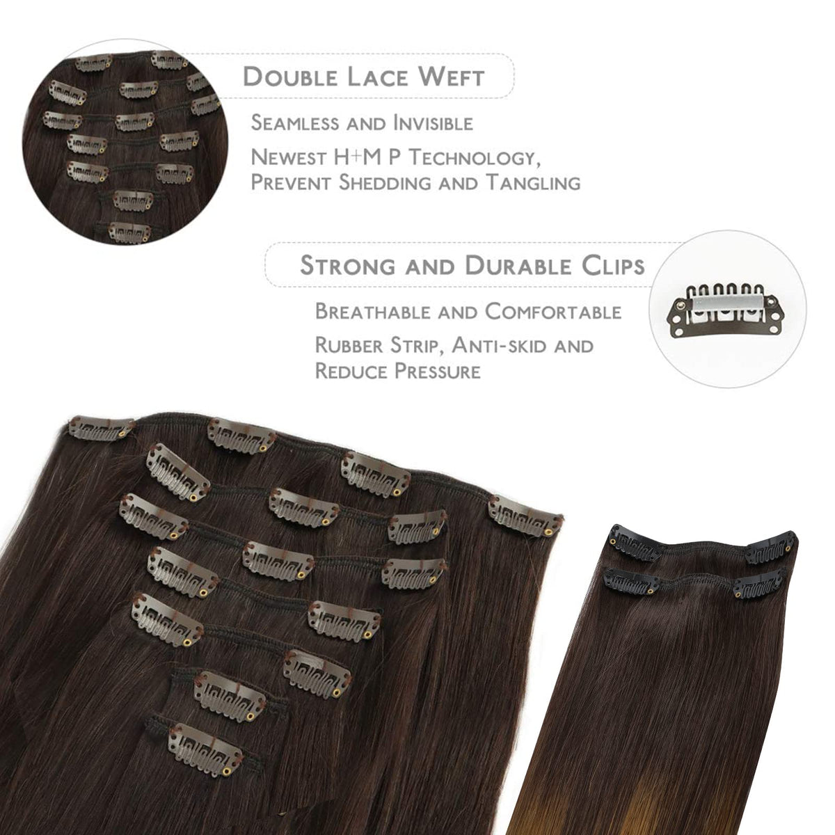 Wennalife Clip In Hair Extensions packaging showing 9 pieces