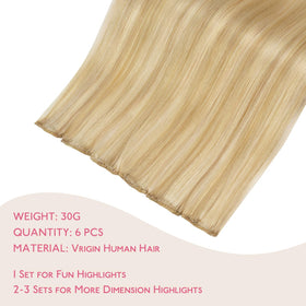 Wennalife Clip-In Hair Extensions packaging with 6 pieces