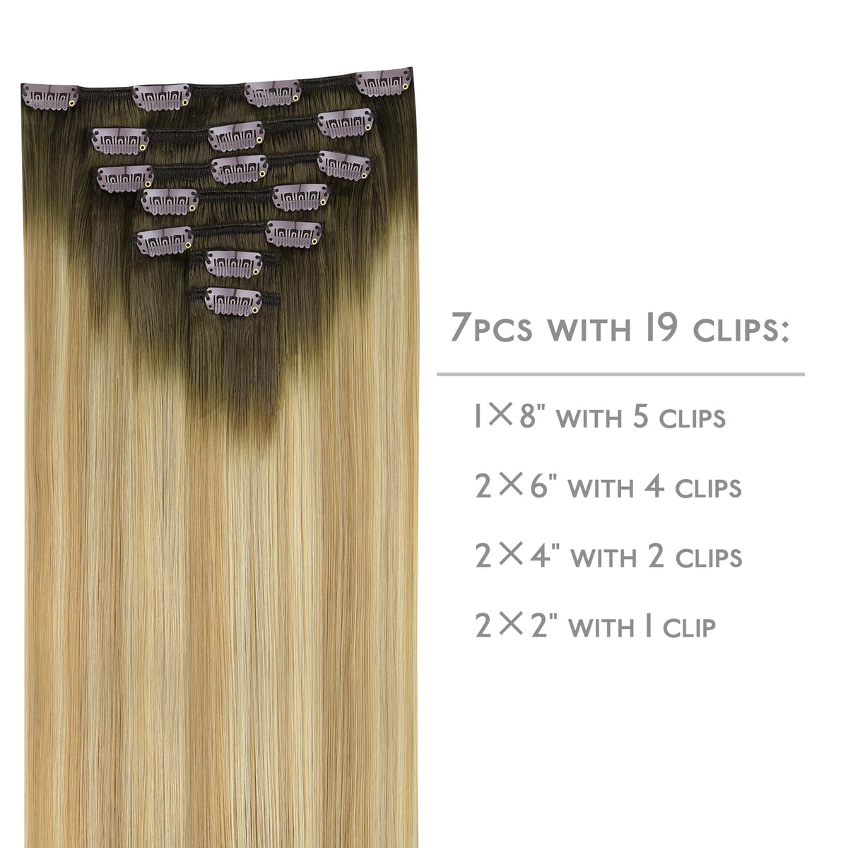 Wennalife Clip In Hair Extensions packaging with 7 pieces