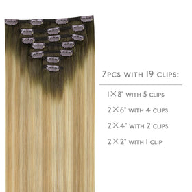 Wennalife Clip In Hair Extensions packaging with 7 pieces
