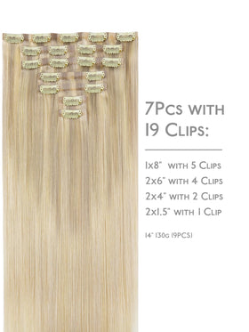 Wennalife Clip In Hair Extensions packaging with 7 pieces