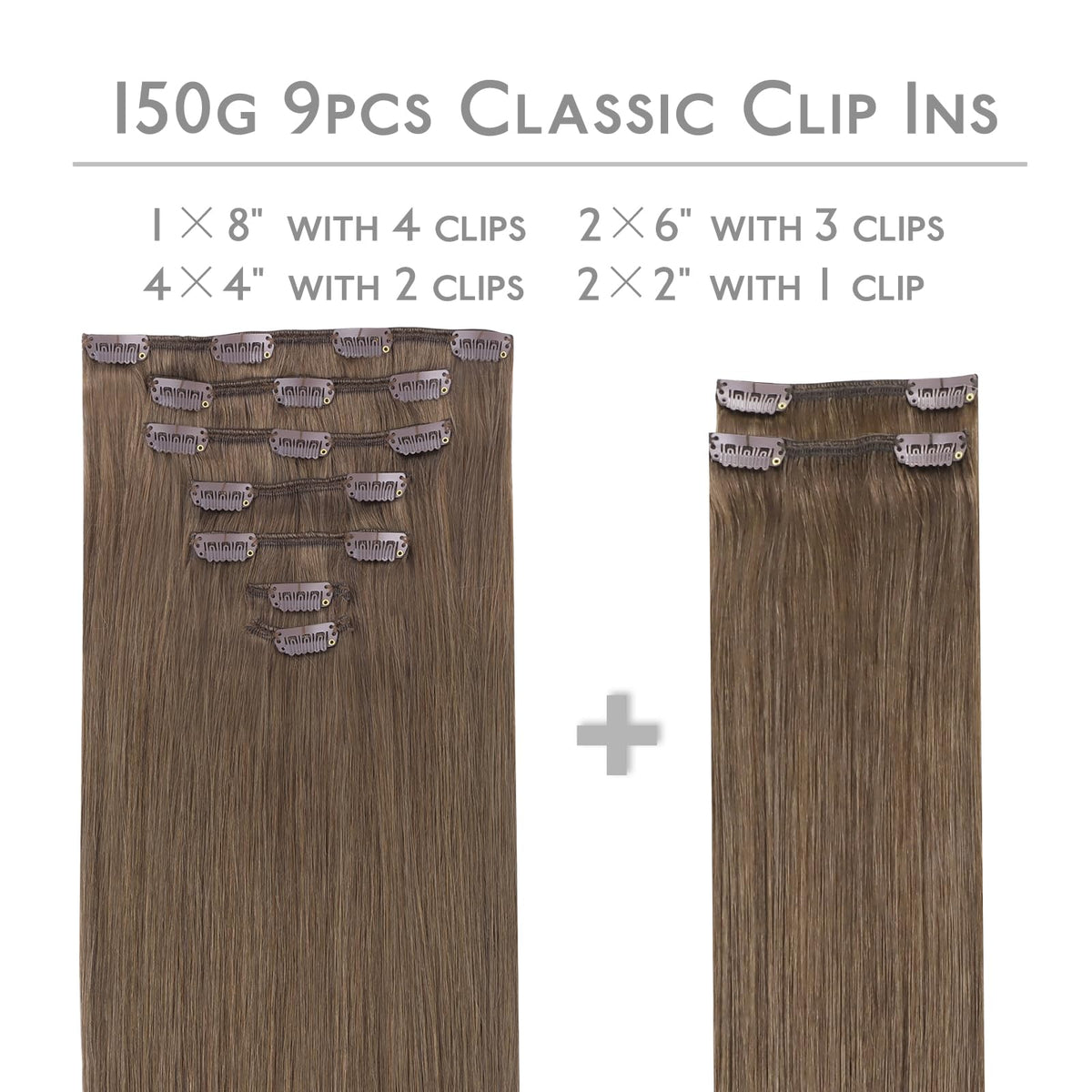 Wennalife Clip in Hair Extensions packaging with 7 pieces