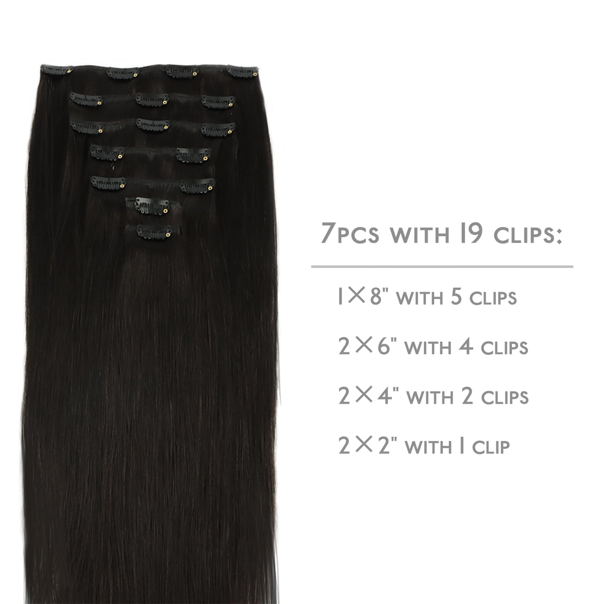 Wennalife Clip In Hair Extensions packaging with 7 pieces