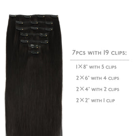 Wennalife Clip In Hair Extensions packaging with 7 pieces