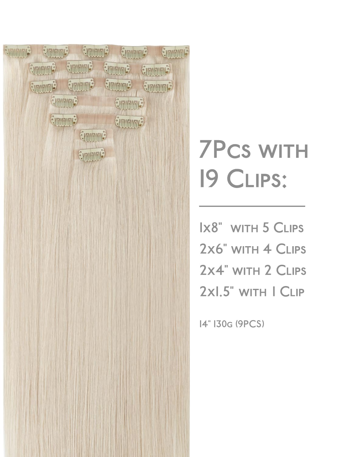 Wennalife Clip In Hair Extensions packaging with 7 pieces