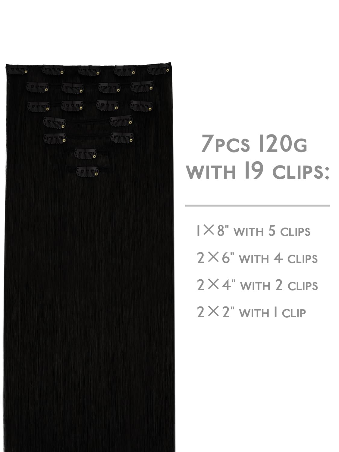 Wennalife Clip In Hair Extensions packaging with 7 pieces
