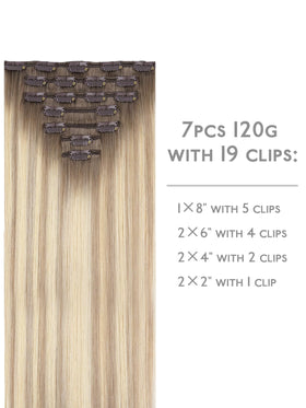 Wennalife Clip In Hair Extensions packaging with 7 pieces