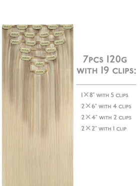 Wennalife Clip In Hair Extensions packaging with 7 pieces