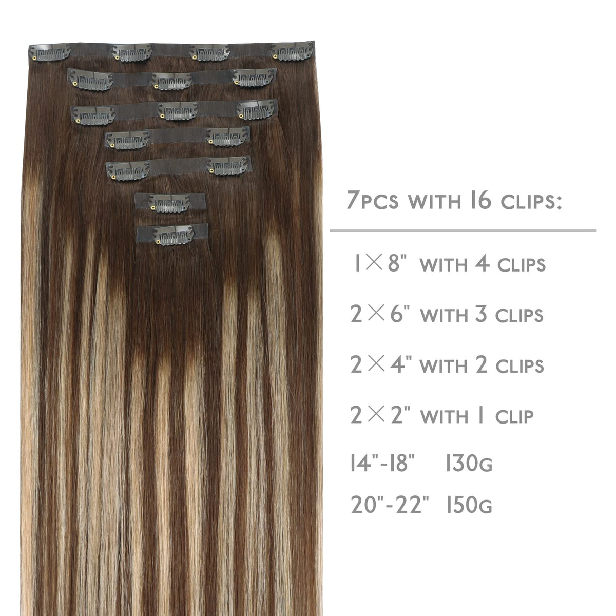 Wennalife Clip In Hair Extensions packaging with 7 pieces