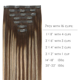 Wennalife Clip In Hair Extensions packaging with 7 pieces