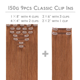 Wennalife Clip In Hair Extensions packaging with 9 pieces