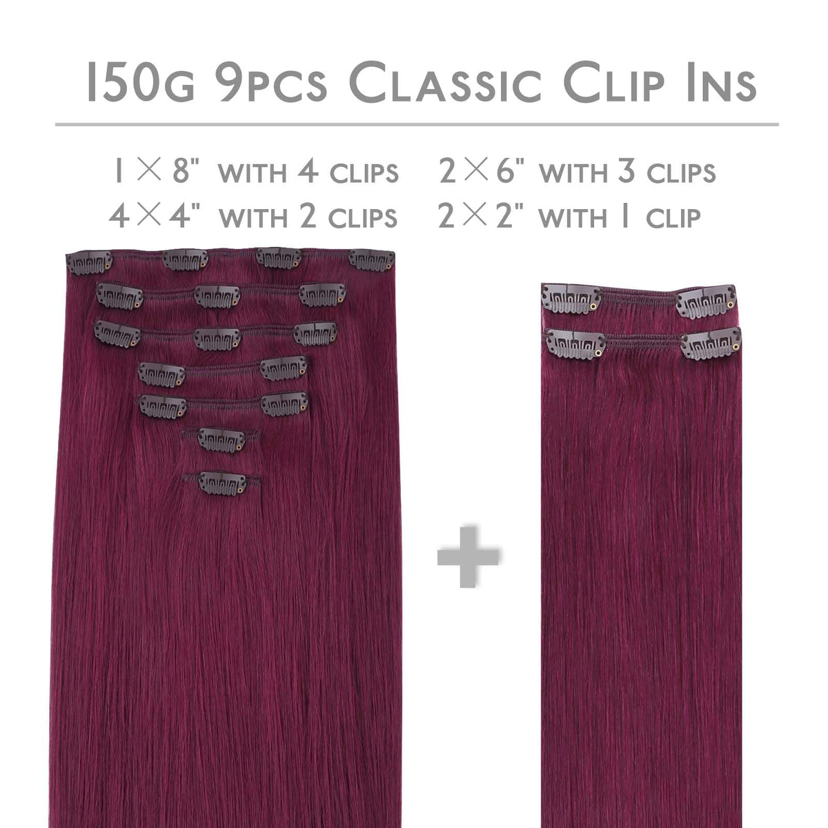 Wennalife Clip In Hair Extensions packaging with 9 pieces