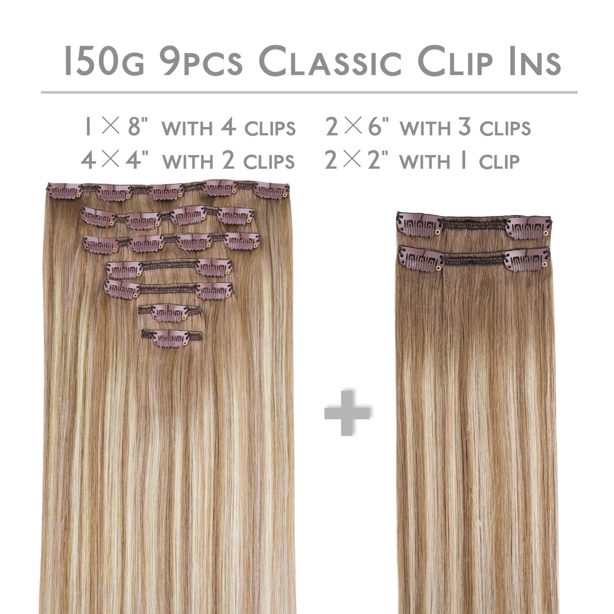Wennalife Clip In Hair Extensions packaging with 9 pieces
