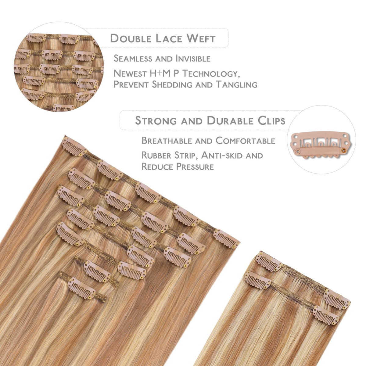 Wennalife Clip In Hair Extensions packaging with 9 pieces