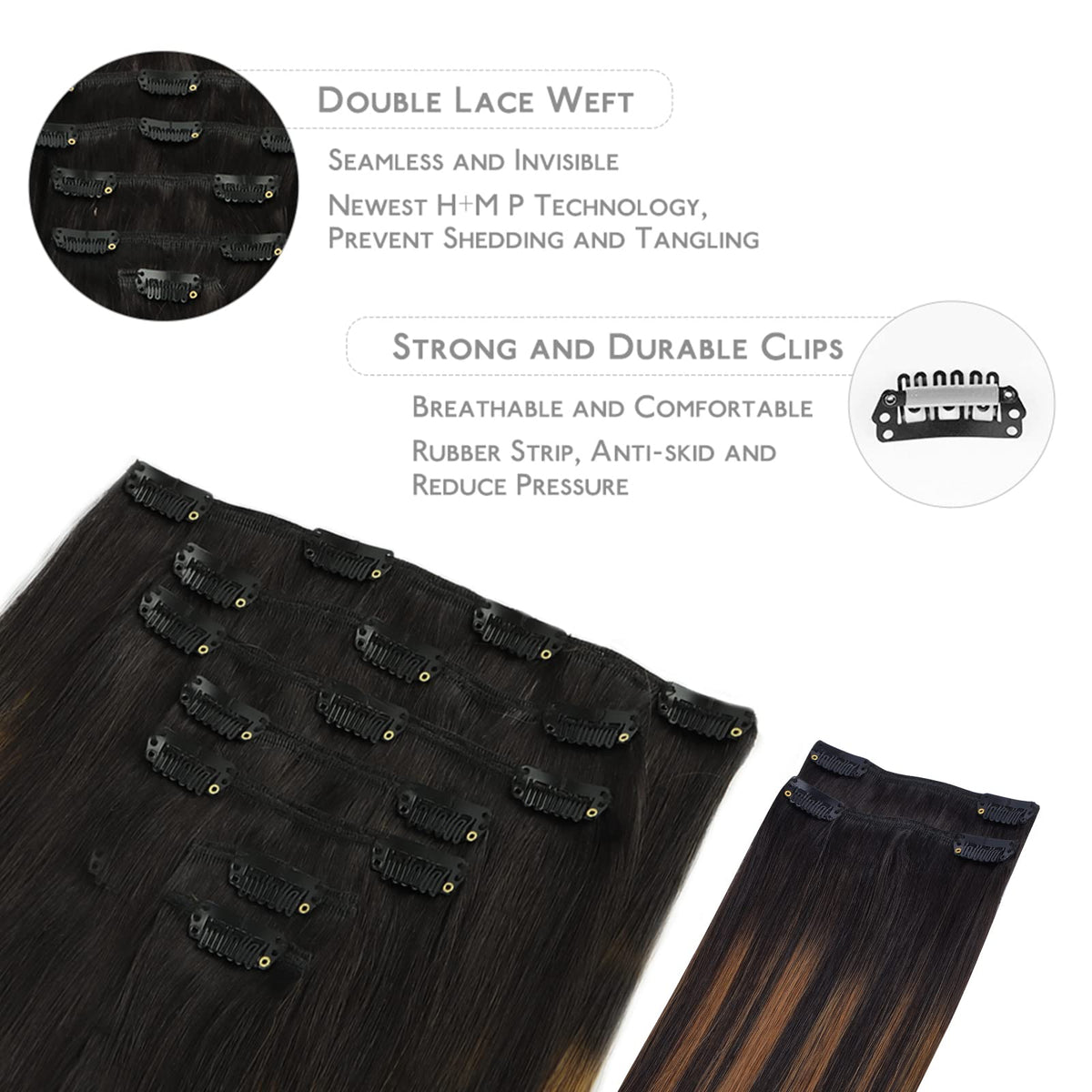 Wennalife Clip In Hair Extensions packaging with 9 pieces