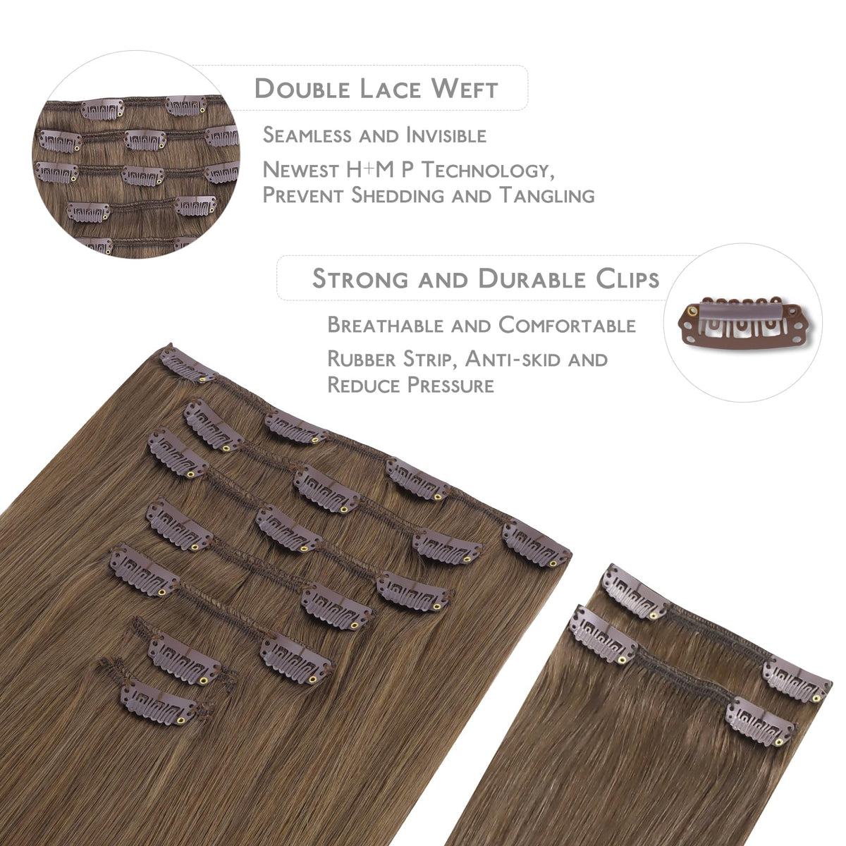 Wennalife Clip in Hair Extensions packaging with 9 pieces